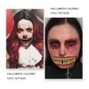 CMJSGG 10 Pcs Halloween Horror Mouth Temporary Tattoos Clown Scary Face Tattoos Prank Mouth Makeup Tattoos Stickers Big Mouth Decals for Adults Kids Halloween Party Cosplay, red black