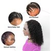 yuccy Curly Bob Wig Human Hair 13X4 Water Wave Lace Front Wig Human Hair Pre Plucked 250% Density Curly Bob Wigs for Women Natural Color 16 Inch…