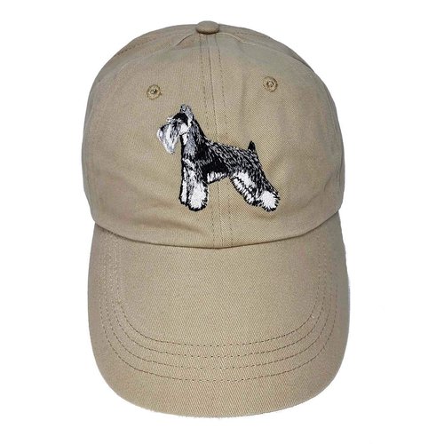 Schnauzer Baseball Cap Hat Custom Embroidered Cotton Unisex Adjustable Size Beige