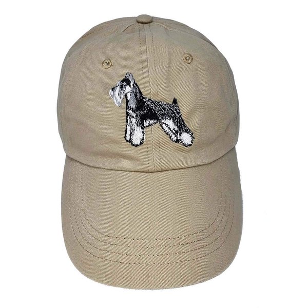 Schnauzer Baseball Cap Hat Custom Embroidered Cotton Unisex Adjustable Size Beige