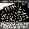 RODAKY 50PCS Gun Nail Charms 3D Cross Nail Art Jewelry Gold Dollar Sign Charms for Nails Multi Style Nail Gems for Women Manicure Snake Charms Nail Decoration Craft Accessories
