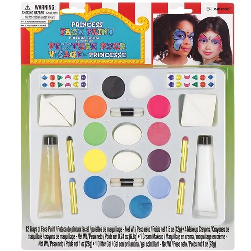 Multicolor Princess Face & Body Paint Kit (14" x 12") - 1 Count - Non-Toxic & Kid-Safe - Perfect For Parties, Dress-Up & Creative Play