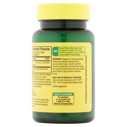 Spring Valley B12 5000 mcg 45 tablets, Mixed Berry Flavor