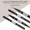 Vtrem 2 in 1 Microblade Eyebrow Pen + Eyeliner Latest Fork-tips Tattoo Eye Brow Pencil with Black Liquid Eyeliner Double-headed Waterproof Stay All Day Eyebrow Pencils and Eye Liner (#01 Light Brown)