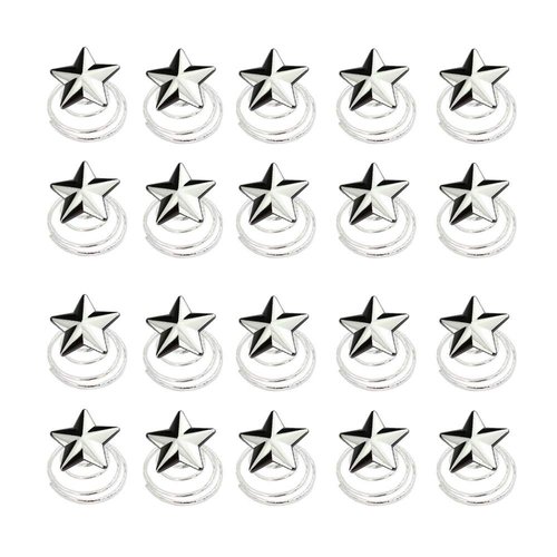 Vpang 20 Pcs Spiral Hair Pins Swirl Hair Twists Coils Hair Clips Wedding Bridal Star Pearl Metal Spiral Twist Hairpins Hair Accessories (Star-Silver)