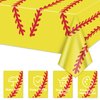 Hegbolke 4 Pack Softball Tablecloths - 86.6" x 51.2" Softball Party Table Cover Rectangular Softball Pattern Table Cloth for Girls Fans Sports Softball Birthday Party Supplies