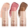Boobeen 3 Pcs Contour & Highlighter & Blush Stick, Contour Beauty Kit, Creamy Smooth Contouring Stick, Natural Highlighting Stick, Waterproof and Long Lasting Makeup