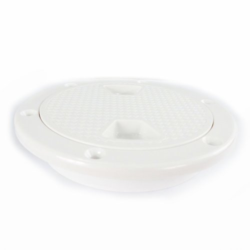SEAFLO Marine Circular Non-Slip Screw Out Deck Plate Inspection Access Hatch 4"/6"/8" White/Black/Tan (4", White)