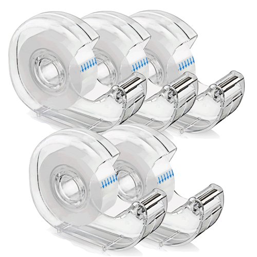 KIDMEN Transparent Tape,Clear Tape for Office,Home,School,5 Dispensered Rolls,0.7 x 1300 Inch