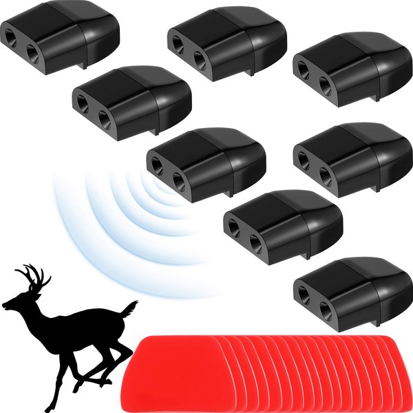 BBTO 8 Pieces Car Deer Warning Whistle Devices Dual Construction Deer Warning Whistle Devices Repellent Animal Alert Horn Devices with 28 Pieces Adhesive Tapes for Car Truck and Motorcycle