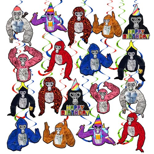 Gorilla game Birthday Party Decorations,18 Pcs Gorilla game Hanging Swirls , Gorilla game Party Supplies,Gorilla VR Game Theme Party Decor for Boys and Girls Baby Shower Party Supplies