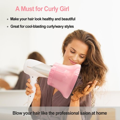 Universal Hair Diffuser, Hair Dryer Diffuser Attachment for Curly and Natural Wavy Hair, Professional Blow Dryer Diffuser, Adjustable from 1.4 Inch to 2.6 Inch (Pink)
