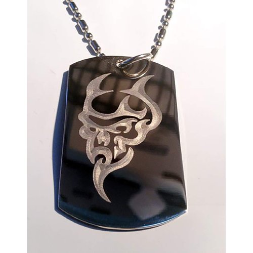 Devil Satan Satanic Face Skull Evil Logo Symbol - Military Dog Tag Luggage Tag Key Chain Metal Chain Necklace