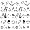 Oottati 2 Sheets Small Tiny Temporary Tattoo Stickers Taichi Anchor Moon Cat Whale Tree Star
