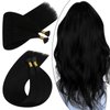 Ugeat 24inch Itip Hair Extensions For Women Black Human Hair Bundles I Tip Invisible Jet Black Pre Bonded Itip Hair Extensions 40G