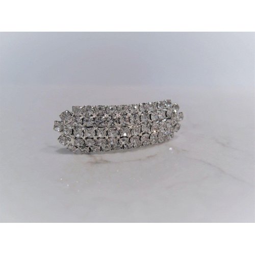 Generic Small oval silver crystal hair pin clip barrettes for fine thin hair. (Clip quantity: 1 Clip)