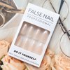 White French Tip Press on Nails Almond Shape Fake Nails Nude Medium False Nails Acrylic Artificial Nails Simple Glue on Nails Finger Decorations for Women 24Pcs