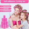 shynek Hair Rollers 48 Pcs Set, 24Pcs Hair Rollers 4 Sizes and 24 Pcs Hair Clips for Long Medium Short Hair (Pink)