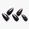 GLAMERMAID Black Press on Nails Medium Almond- Handmade Jelly Gel White Foil Flakes Short Pointed Fake Nails, Glossy Gel Metal Stiletto Stick Glue on Nails, Reusable Acrylic False Nail Kits for Women
