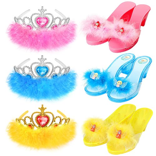 Princess Dress Up Shoes Set, Girls Role Play Dress Up Toys,Toddler Pretend Play Crown Kit Gift Se...