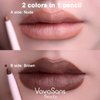VavaSans Matte Lip Liner Mechanical Pencil Ultra-Blendable Brown and Nude Dual Ended Two Color Retractable Lipliner Pigmented Smooth Creamy Textured Waterproof Smudge Proof Long Lasting Makeup
