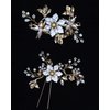 Achairder Wedding Hair Pins Bridal Rhinestone with Flower Bridal Hair Pieces Wedding Hair Accessories for Brides Bridesmaid
