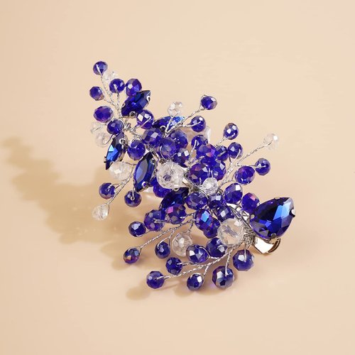 Kercisbeauty Blue Side Hair Clip for Women and Girls Wedding Bridal Hair Piece Something Blue Wedding Hair Jewelry (Blue)