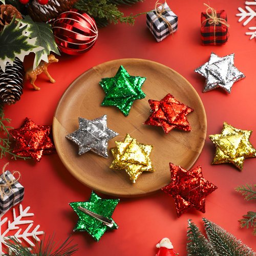 Hotop 12 Pcs Christmas Bow Hair Clips for Woman Glitter Christmas Bow Alligator Hair Clips Star Funny Hair Clips Festive Snowflake Hairpins Holiday Hair Accessory for Women, Multicolored