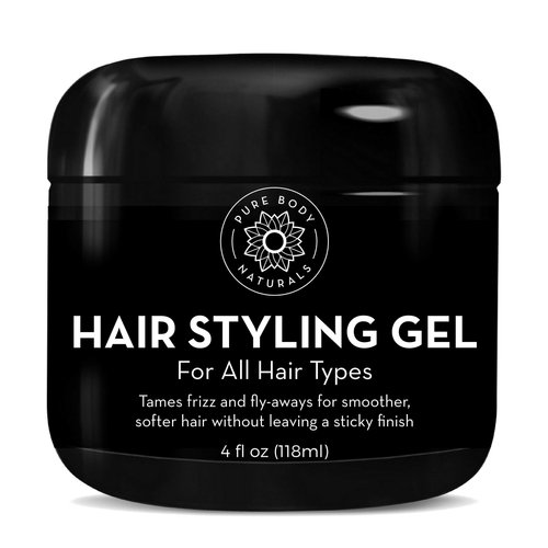 Pure Body Naturals Hair Gel for Men, Natural Ingredients with Hydrating Aloe For Firm, Healthy Hair, 4 Fl Oz