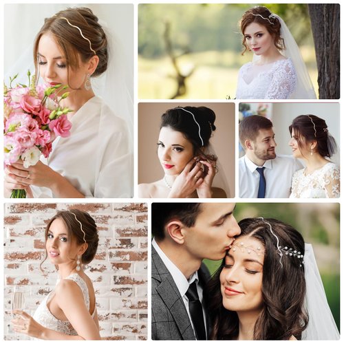 Tyqour 2Pcs Gold Headbands for Women Thin Metal Headband Wavy Headband Retro Hair Band Cute Squiggly Headband Hair Styling Accessories for Women Girls Bridal Wedding