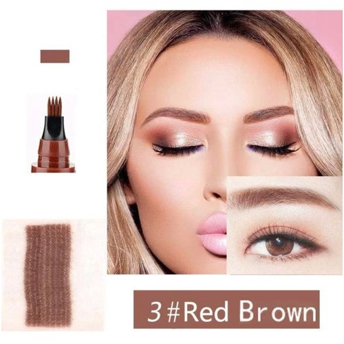 Liquid Eyebrow Pen, Waterproof Microblading Eyebrow Pencil #3 Red Brown