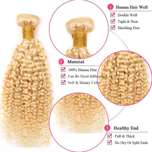 Blonde Human Hair Bundles 613 Kinky Curly Human Hair Bundles 20 22 24 Inch Brazilian Unprocessed Virgin Hair 3 Bundles Blonde Kinky Curly Bundles 613 Blonde Bundles Human Hair Extensions