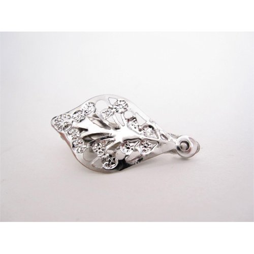 Small silver leaf alligator hair pin clip barrette for fine thin hair (Clip quantity: 2 clips)