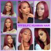 99j Burgundy Lace Front Wigs Human Hair 13x4 Transparent Hd Lace Front Wigs Human Hair Pre Plucked Bob Wig Human Hair Straight Bob Wigs For Black Women With Baby Hair Red Wig Human Hair 16 Inch