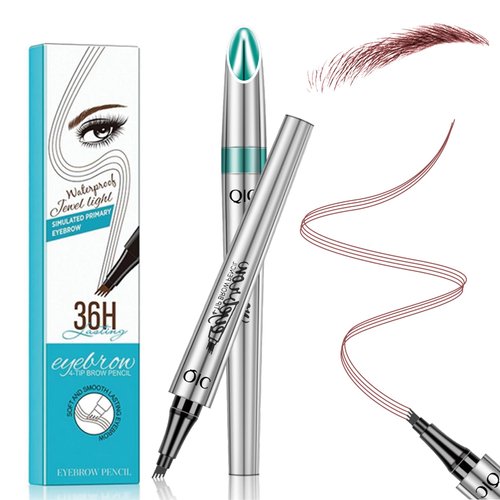 Kaemgyyd Microblading Eyebrow Pen, 3D Waterproof Long-Lasting Eyebrow Pencil, 4-Tip Natural Long-Lasting Fine Stroke Eyebrow Pencil for Women (Dark Brown)