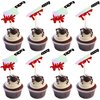 Gyufise 24Pcs Halloween Cupcake Toppers Glitter Horror Blood Knife Cupcake Picks Killer Birthday Cake Decorations for Halloween Blood Knife Theme Birthday Party Supplies