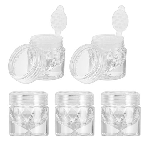 Artibetter 10pcs 3ML Mini Empty Loose Powder Bottle Loose Powder Container Eye- shadow Bottle Powder Box Concealer Dispenser Case with 12 Holes Sifter and Lids (Transparent)