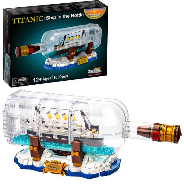 Allupal Titanic Ship in a Bottle Creator Expert Building Kit, Collectible Display Model Set, Creative Gift Toy for Adults and Teens Age 14+ (1000 Pieces)