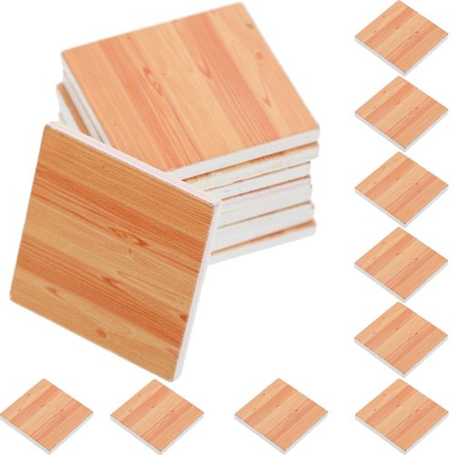 27pcs Miniature Wood Floor Sheets for Dollhouse Decor, Assorted Colors, 1.18in, DIY Craft Material, Realistic and Smooth Finish