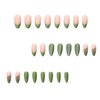 Green Press on Nails Medium Almond Fake Nails Press Ons White Green False Nails with Butterfly Design Flower French Tip Press on Nails Pink Glossy Oval Fake Nails Ombre Stick on Nails for Women Girl