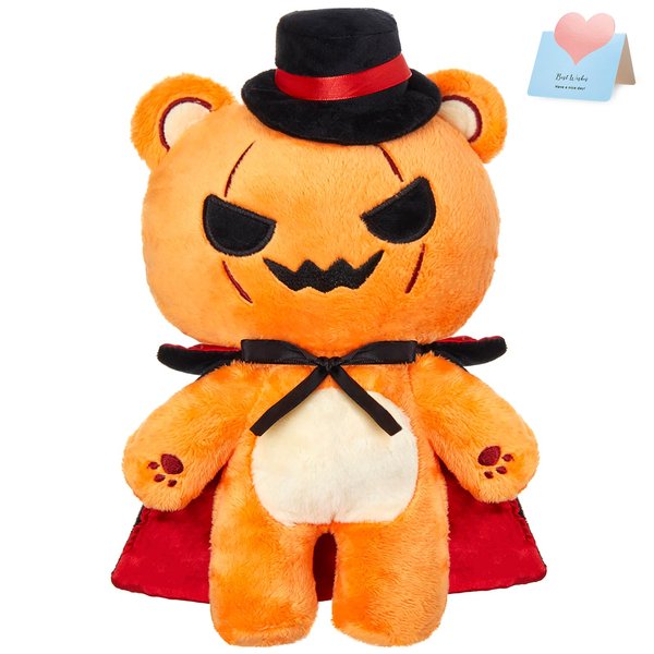 Glow Guards 12'' Halloween Pumpkin Teddy Bear Plush Toys,Jack O Lantern Teddy Bear Magician Halloween Pumpkin Stuffed Animals,Soft Stuffed Pumpkin Teddy Bear for Kids & Adults