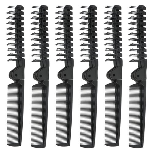Qjaiune 24PCS Travel Foldable Brush Comb Portable Folding Comb, Anti-Static Hair Comb Mini Pocket Comb, Double Headed Hair Brush Hairdressing Tools Plastic Folding Comb for Men Women (Black)