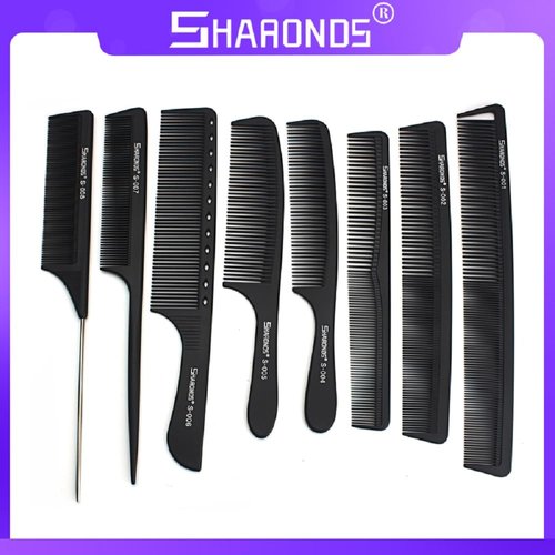 White/Black salon professional barber carbon comb heat-resistant anti-static hair comb set of 8 hairdressers preferred… (Black)