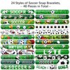 durony 48 Pieces Soccer Snap Bracelets Wristbands Sport Slap Bracelets for Soccer Party Favors Classroom Prizes Birthday Gifts, Soccer Theme
