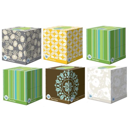 Puffs Plus Lotion Facial Tissues, Cube, 6 Boxes (56 Count Each)