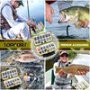 TOPFORT 187/343pcs Fishing Accessories Kit, Including Jig Hooks, Bullet Bass Casting Sinker Weights, Fishing Swivels Snaps, Sinker Slides, Fishing Set with Tackle Box