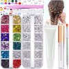 Hair Face Gems Kit with Makeup Glue, Colorful Face Jewels Clear Silver Face Rhinestones, Picker Pencil Tweezer and Brush for Face Eye Hair Body Makeup