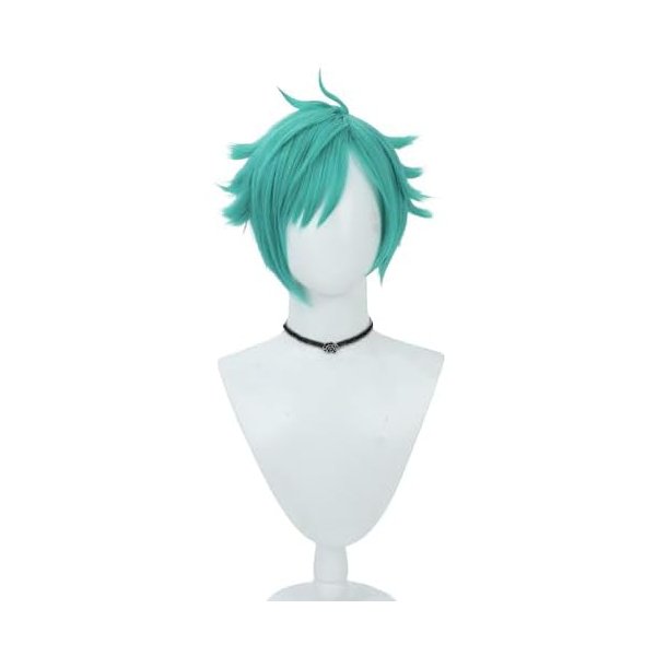 TTYAO REII Aphelios Cosplay Wig Short Men Anime Wigs Green Straight Wigs Heat Resistant Synthetic Hair for Halloween Role Play Wigs (Aphelios)