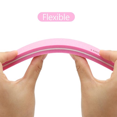 20 Pack Nail Buffers 100/180 Grit Washable Double Sided Nail Sanding Block File for Acrylic Natural Gel Nails, Pink