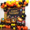 96 Pack Construction Birthday Party Supplies Dump Truck Party Decorations Kits Set with Balloons Garland kit, Construction Backdrop, Foil Balloons, Curtains and Traffic Signs